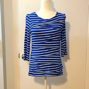 Blue and White Striped "Ruffle" Shirt
